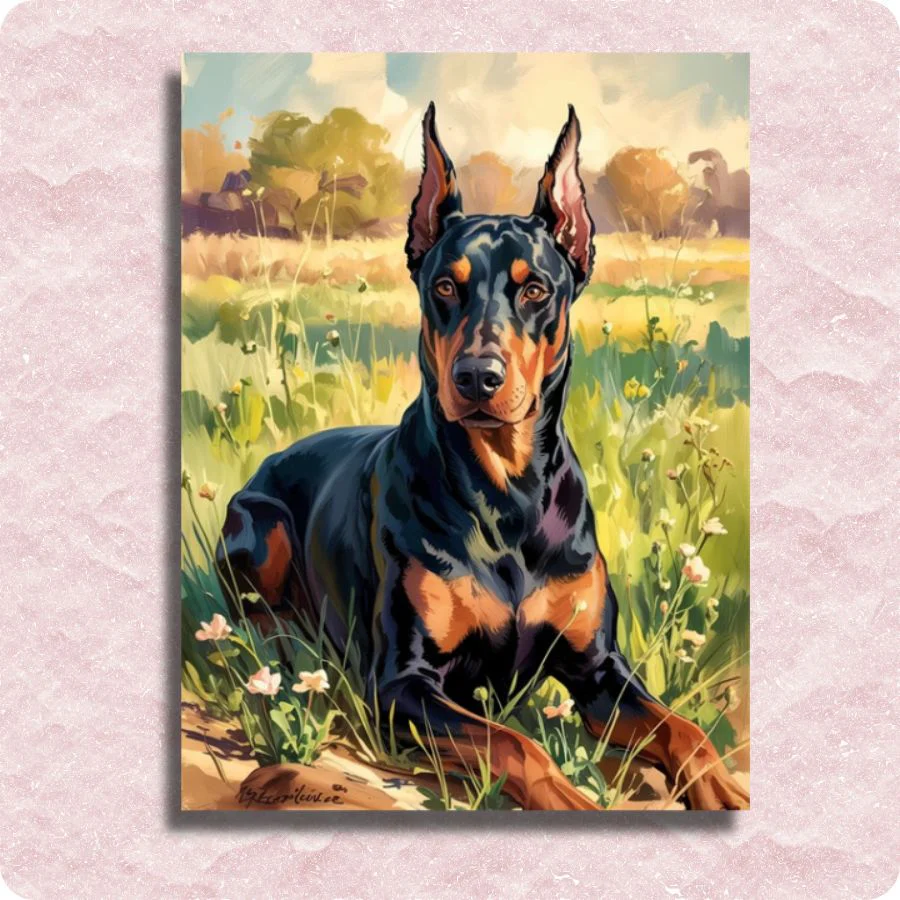 Doberman Meadow Scene