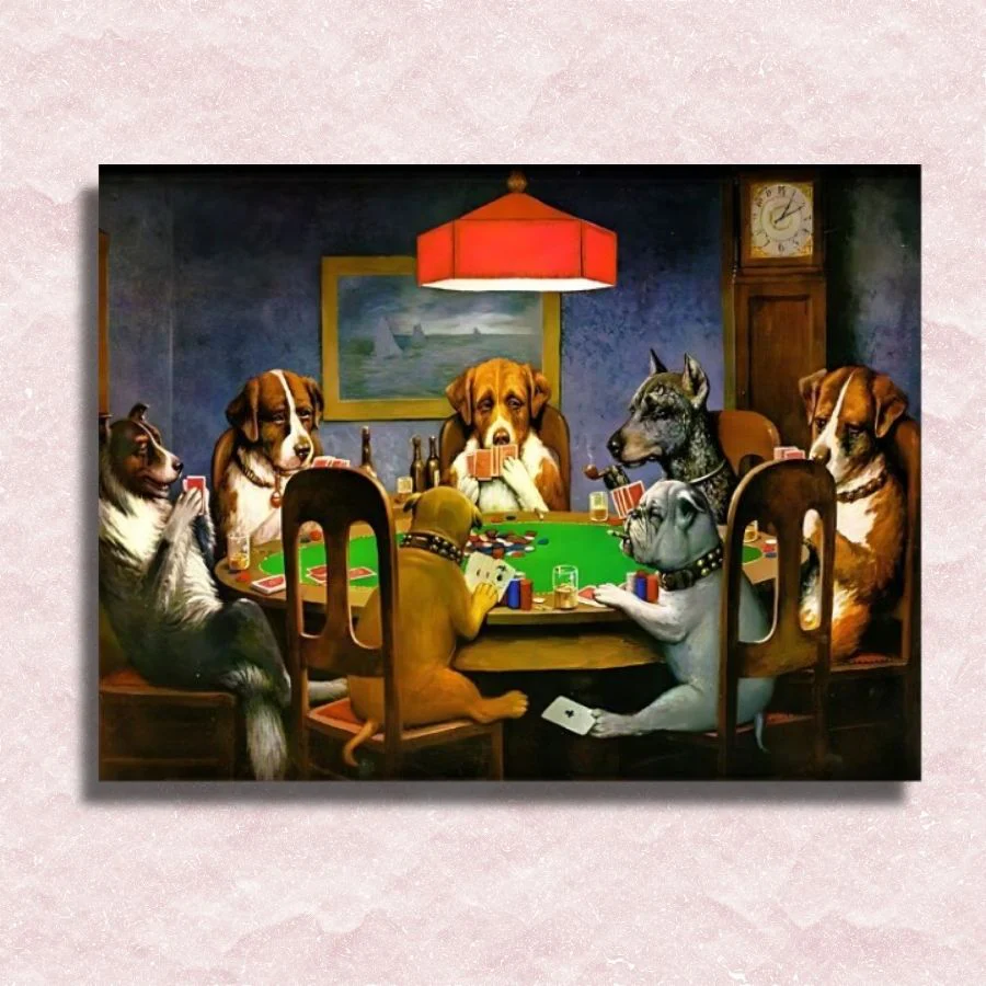 Dogs Playing Poker - Paint by Numbers - A Friend in Need