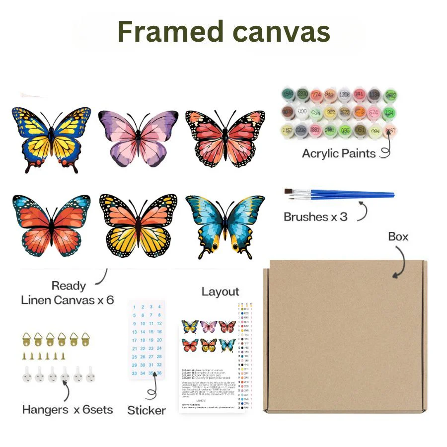 Heavenly Butterflies – Mini Paint by Numbers Kit 6 pack - Image 3