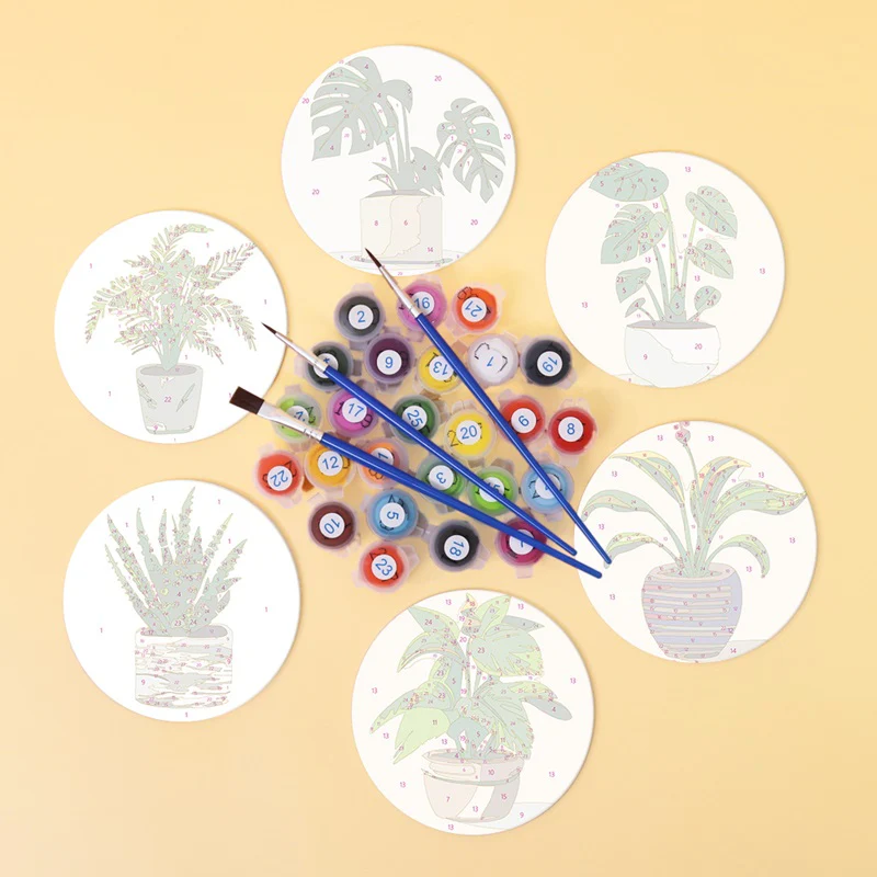Houseplants Coasters 6 Pack Paint by Numbers - Image 4