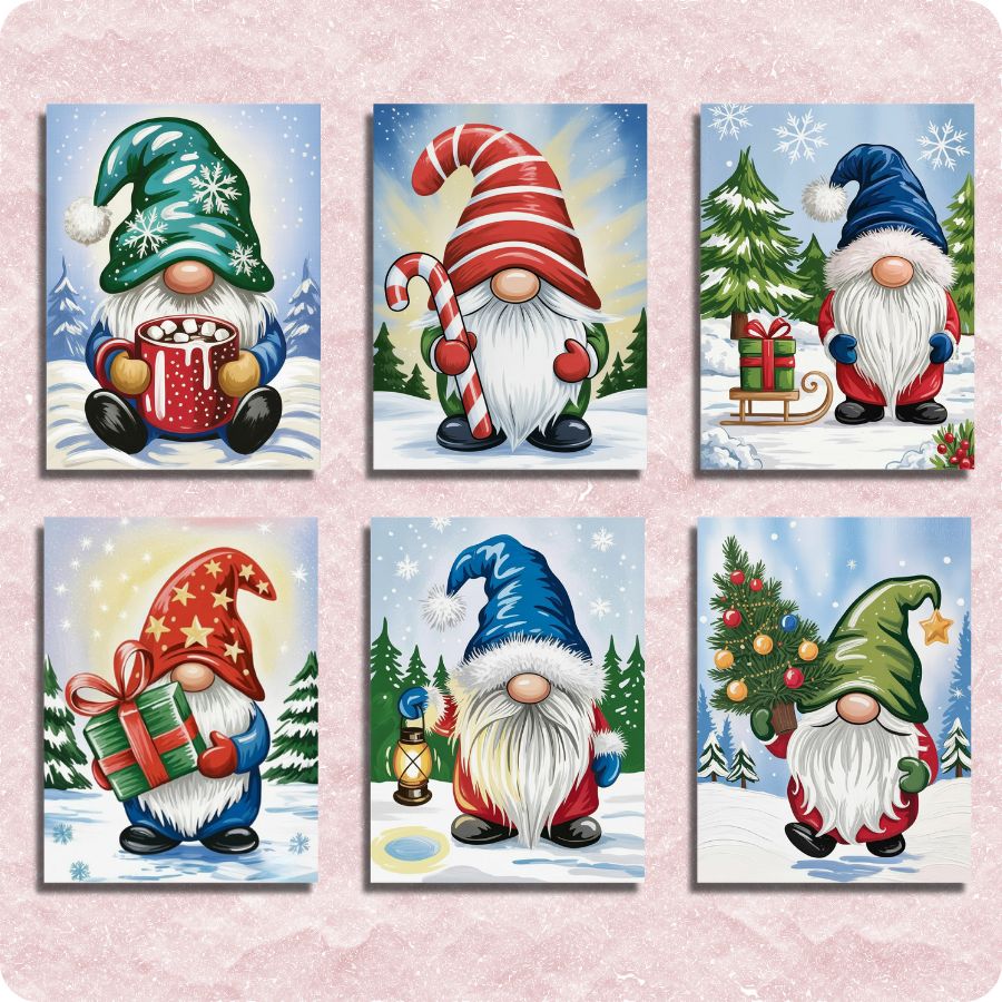 Merry Little Gnomes 6 Pack Paint by Numbers
