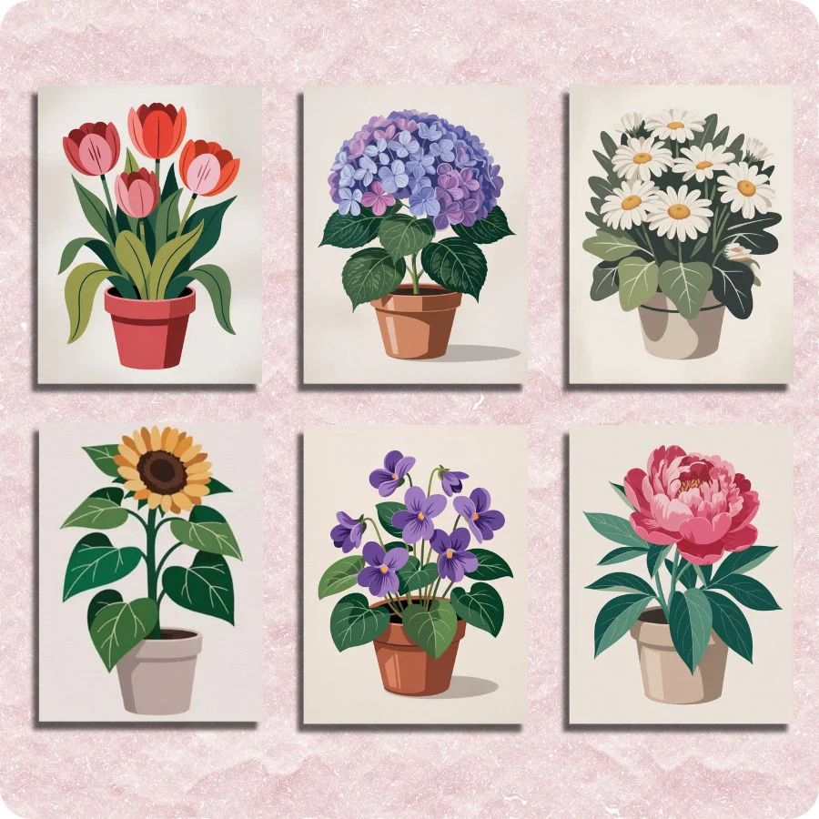Mini Flower Pots 6 Pack Paint by Numbers