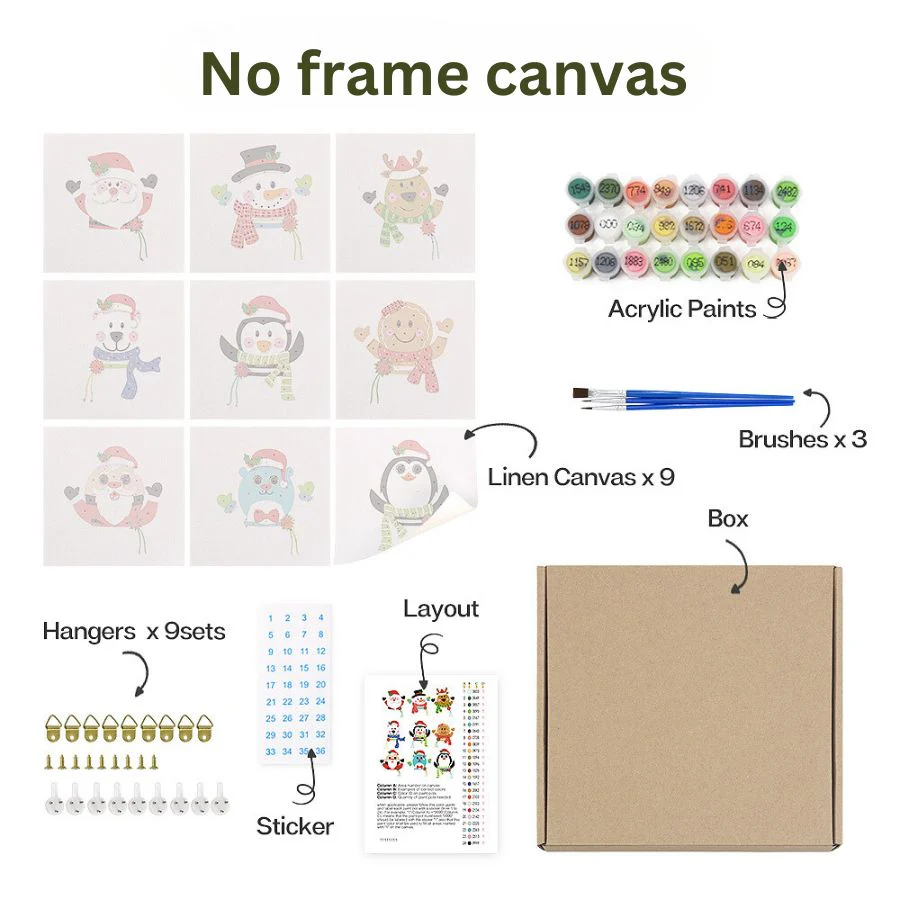 Mini Merry Friends 9 Pack Paint by Numbers - Image 3