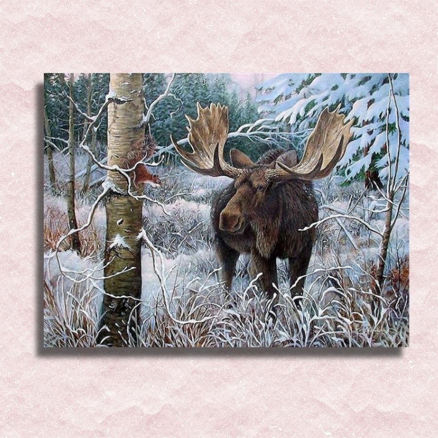 Moose in Winter Forest
