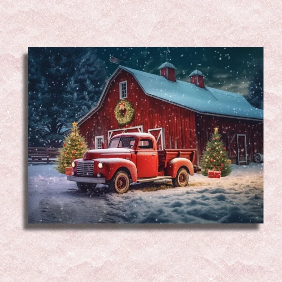 Red Truck in the Snow