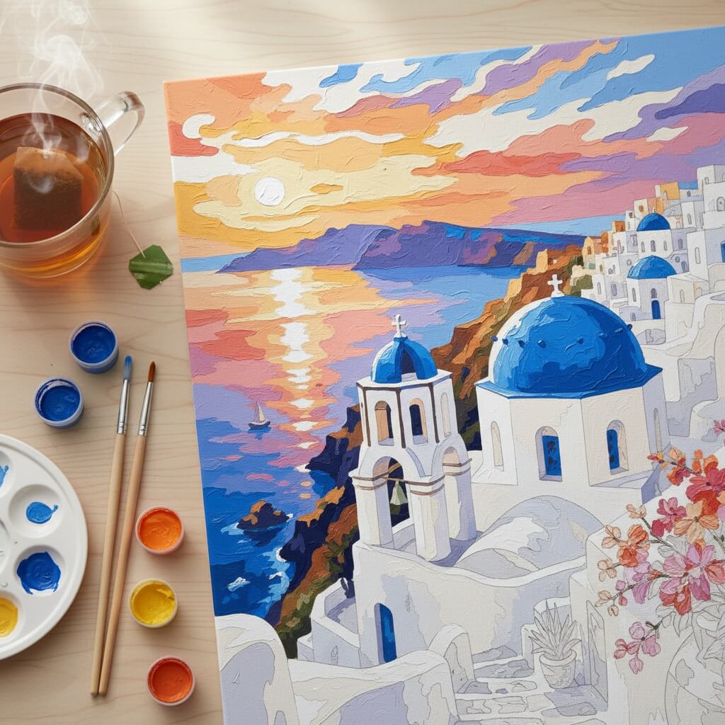 Santorini Paint by Numbers - Image 2