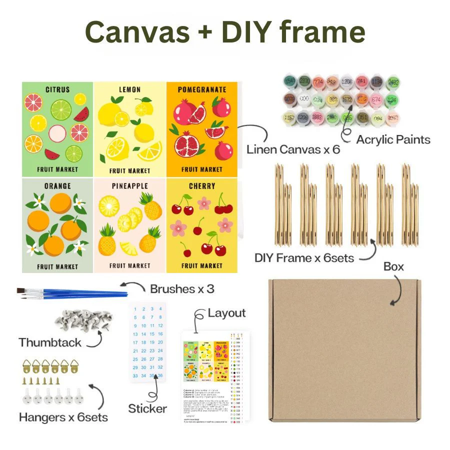 Sweetest Gifts Paint by Numbers Kit – 6-Pack Fruit Designs - Image 3
