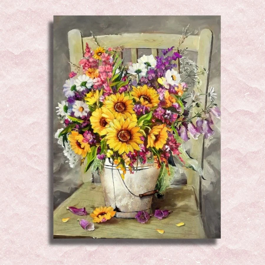 Vintage Bucket with Flowers